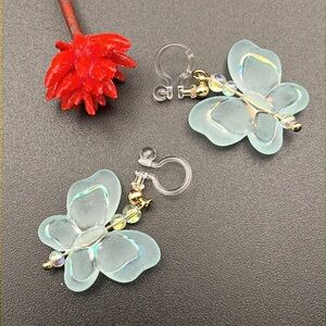 LIGHT BLUE BUTTERFLY JAPAN STYLE EARING